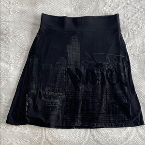 Isabel de Pedro Black Graphic A-Line Skirt